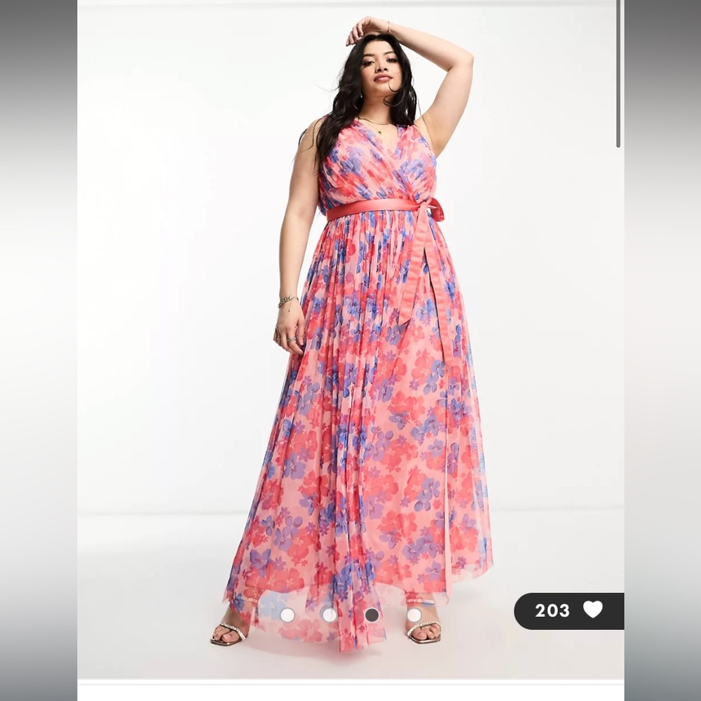 Plus Size Wrap Front Tulle Maxi Dress, Anaya brand from ASOS